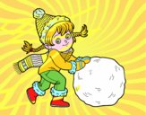 Dibujo Niña con gran bola de nieve pintado por yafarfanit
