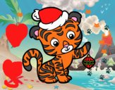 Dibujo Tigre navideño pintado por kyubixd