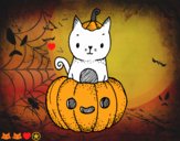 Dibujo Un gatito de Halloween pintado por adrinette1