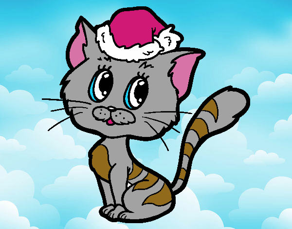 Dibujo Un gato navideño pintado por dariann