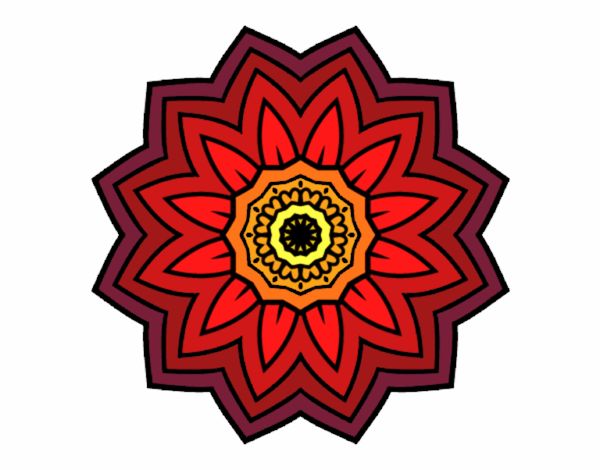 Dibujo Mandala flor de girasol pintado por popotitos