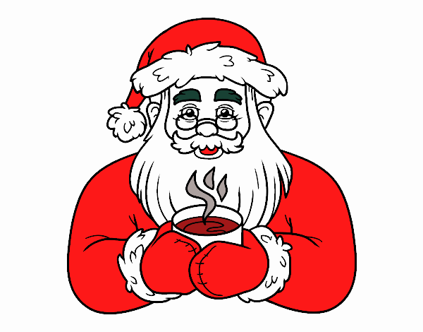 Dibujo Papá Noel con taza de café pintado por Xxkenny3xx