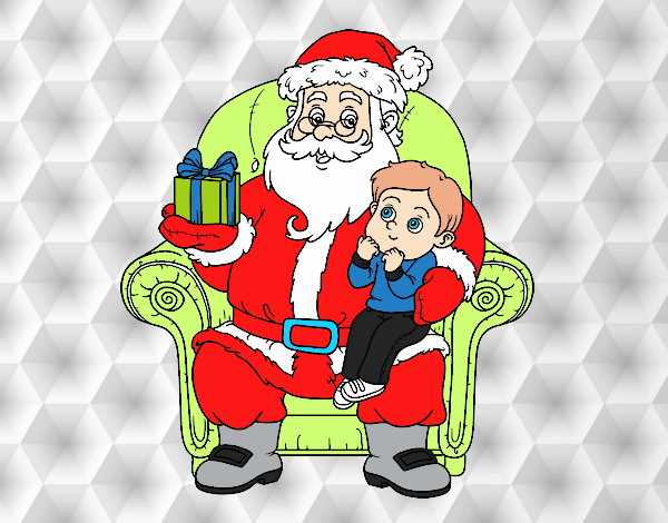 Dibujo Papá Noel y niño en Navidad pintado por Xxkenny3xx