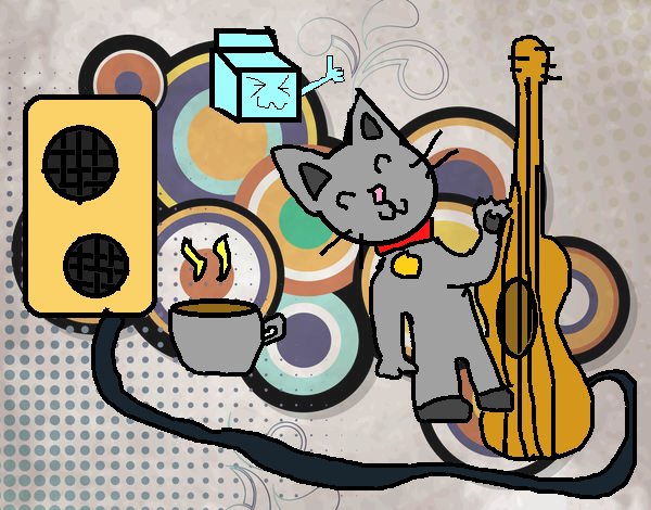 Dibujo Gato rockero pintado por xXPucchiXx