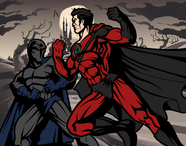 Héroe y villano luchando