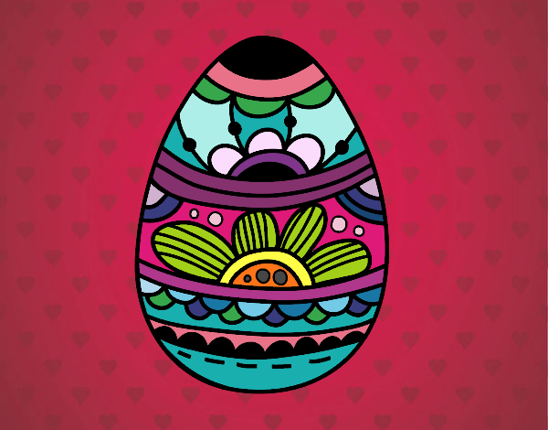 Dibujo Huevo de Pascua estampado floral pintado por mendz