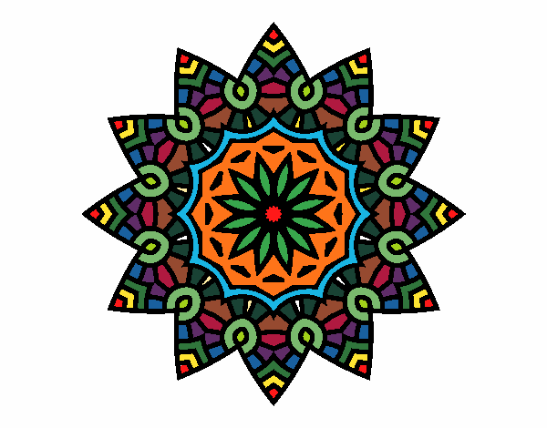 Dibujo Mandala estrella floral pintado por Macaponte