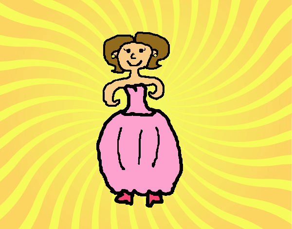 Dibujo Mujer con vestido pintado por xXPucchiXx
