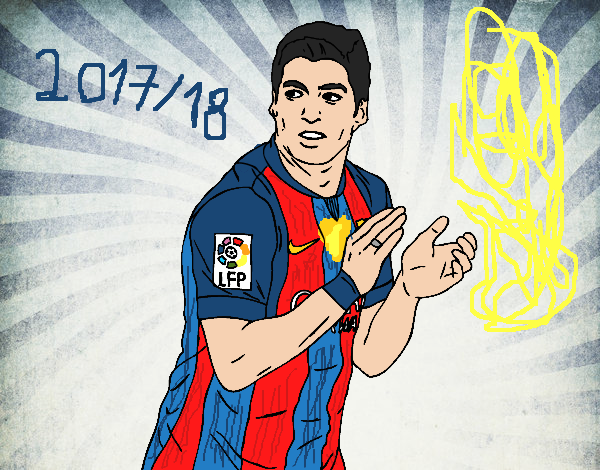 Dibujo de Luis Suarez en el Fcb Baecelona 2017-18