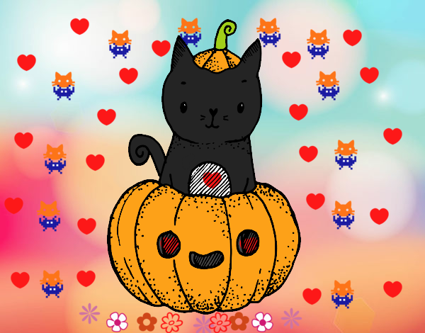 Dibujo Un gatito de Halloween pintado por matimanent
