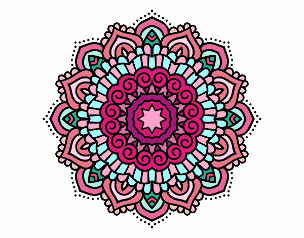 Dibujo Mandala estrella decorada pintado por kiibity