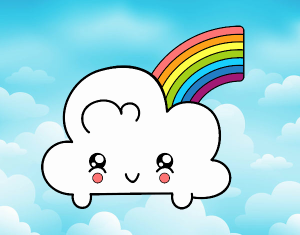 Nube con arco iris kawaii