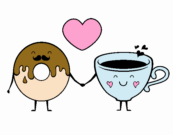 Dibujo Amor entre dónut y té pintado por dicarelli 