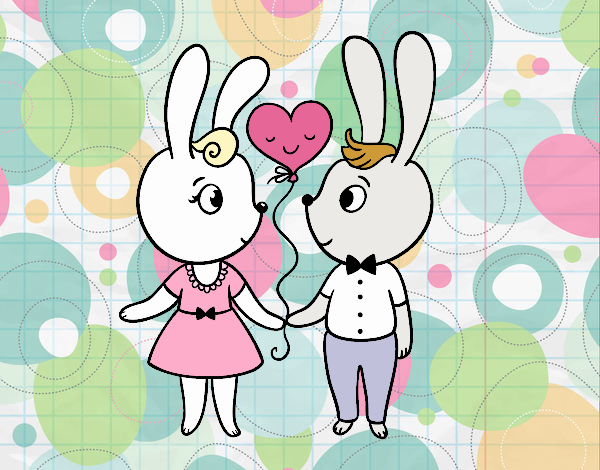 Dibujo Conejos enamorados pintado por dicarelli 