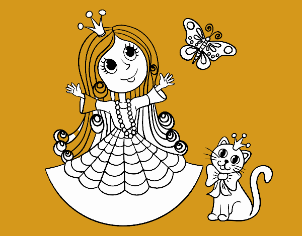 Princesa con gato y mariposa