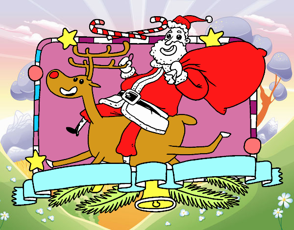 Santa Claus y reno de Navidad