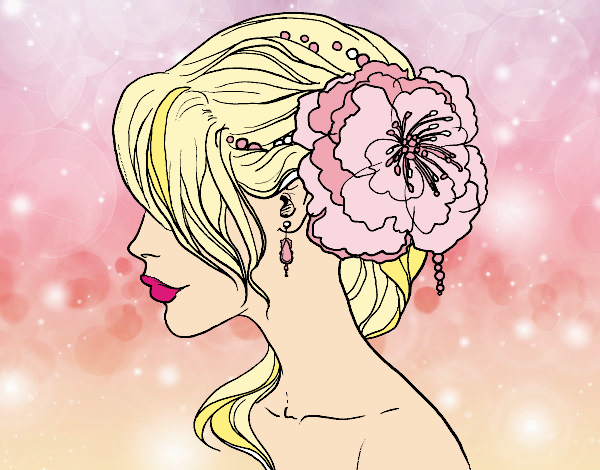 Dibujo Tocado  de novia con flor  pintado por dicarelli 