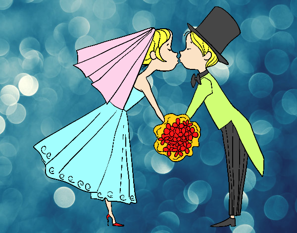Dibujo Marido y Mujer besándose pintado por rastais