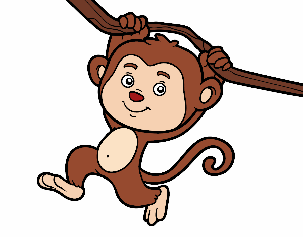Dibujo Mono colgado de una rama pintado por albabm24