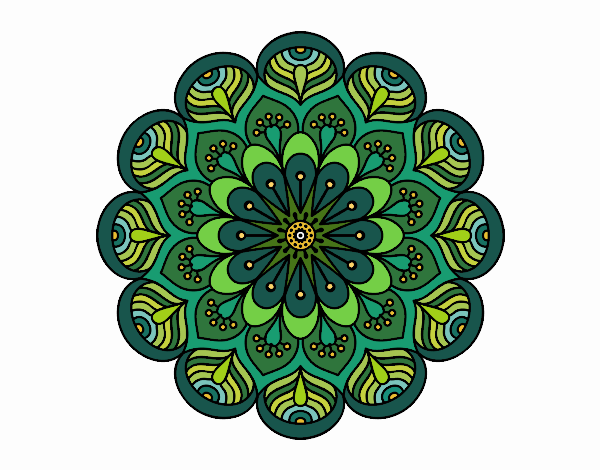 Dibujo Mandala flor y hojas pintado por Reape