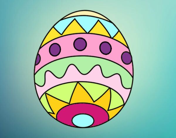 Dibujo Huevo de Pascua infantil pintado por popotitos