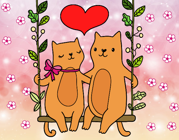 Dibujo Gatitos enamorados pintado por gatitaYT
