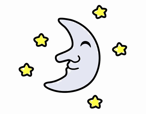 Luna con estrellas brillantes