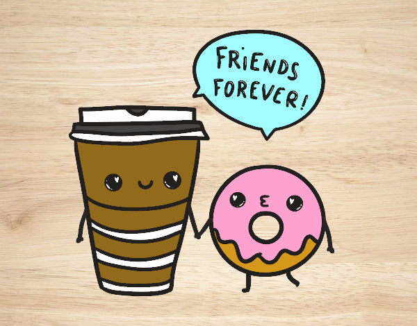 Dibujo Café y donut pintado por camisho