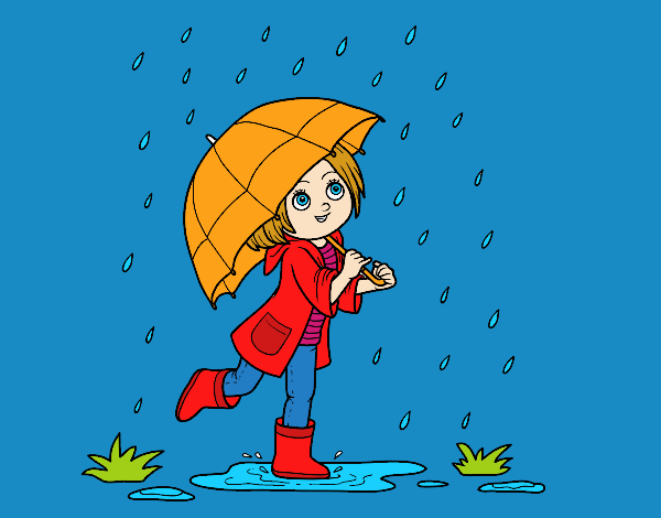Dibujo Niña con paraguas bajo la lluvia pintado por camisho