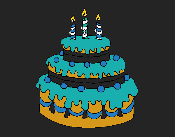 Dibujo Tarta de cumpleaños pintado por camisho