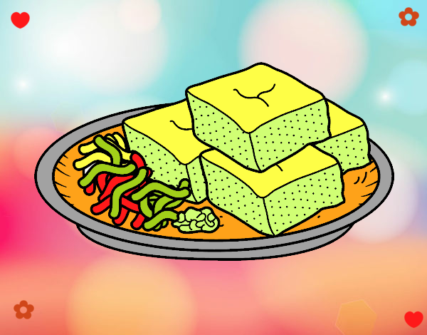 el dibujo del tofu con verduras