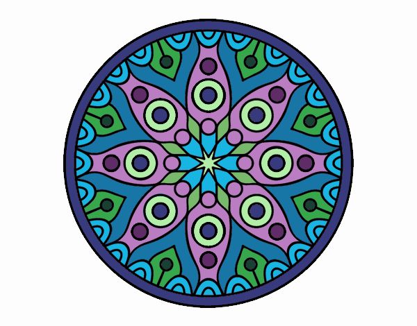 Dibujo de Mandala de colores frios pintado por en Dibujos net el día 11