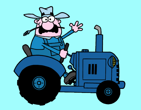 Granjero en su tractor