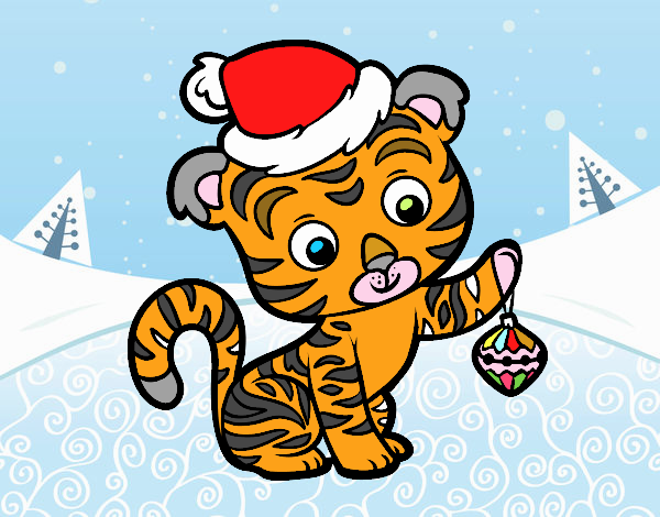 tigre bebe en navidad