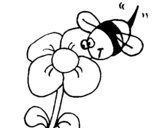 Dibujo de Abeja y flor para colorear