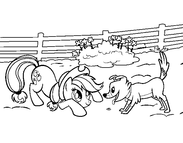 Dibujo de Applejack y Winona para Colorear