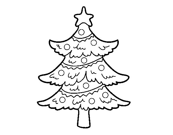 Dibujo de Árbol de navidad decorado para Colorear