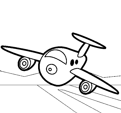 Dibujo de Avión aterrizando para Colorear