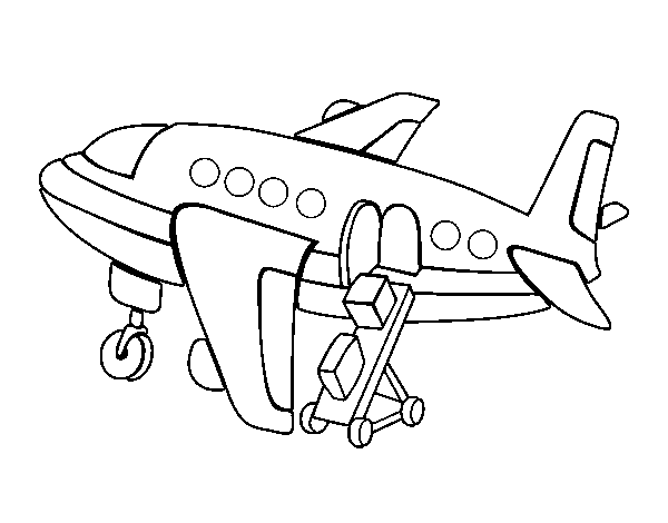 Dibujo de Avión cargando equipaje para Colorear