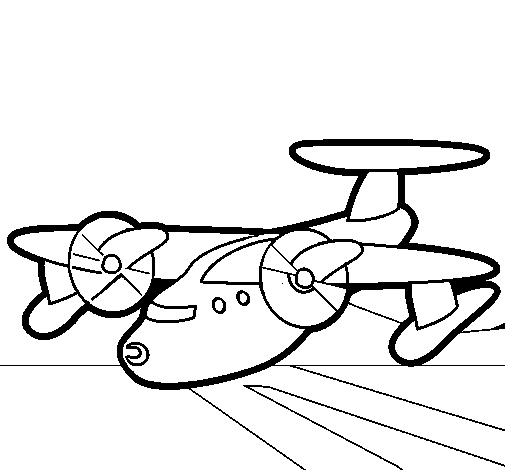 Dibujo de Avión con aspas para Colorear