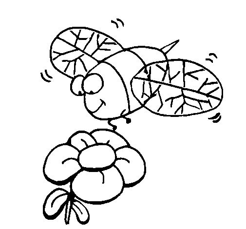 Dibujo de Avispa y flor para Colorear