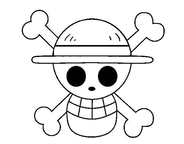 Dibujo de Bandera del Sombrero de paja para Colorear