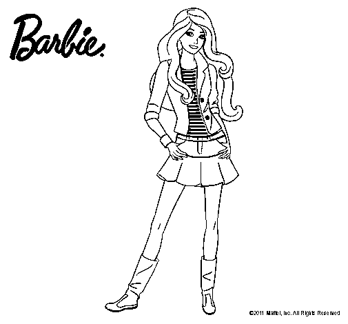 Dibujo de Barbie juvenil para Colorear