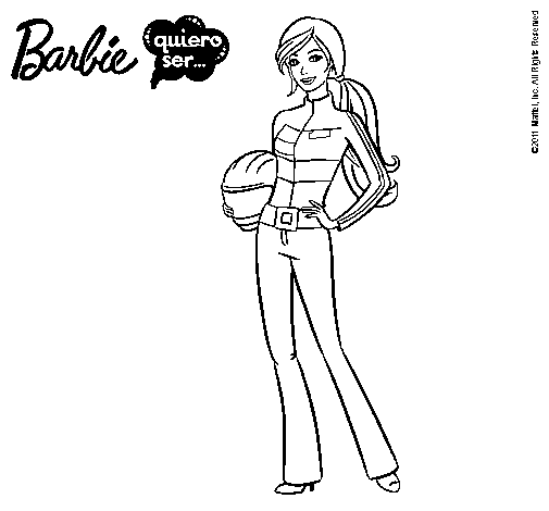 Dibujo de Barbie piloto de motos para Colorear