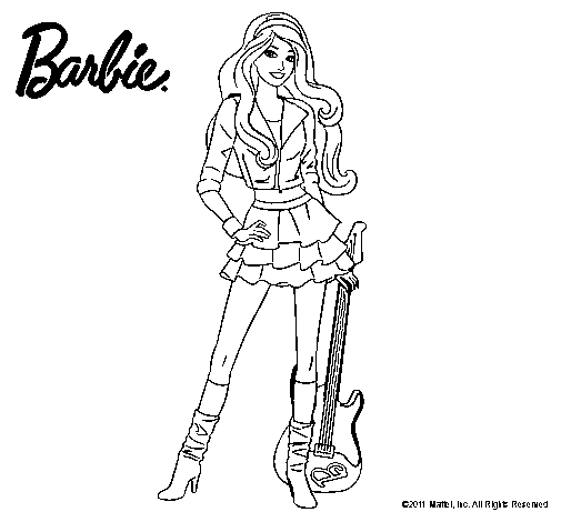 Dibujo de Barbie rockera para Colorear