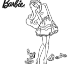 Dibujo de Barbie y su colección de zapatos para colorear