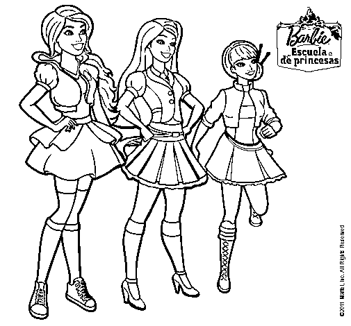 Dibujo de Barbie y sus compañeros de equipo para Colorear