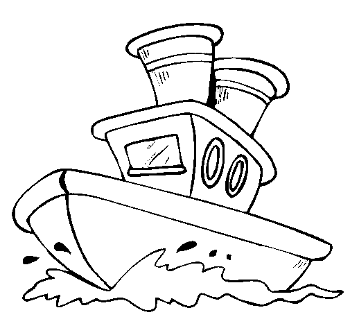 Dibujo de Barco en el mar para Colorear