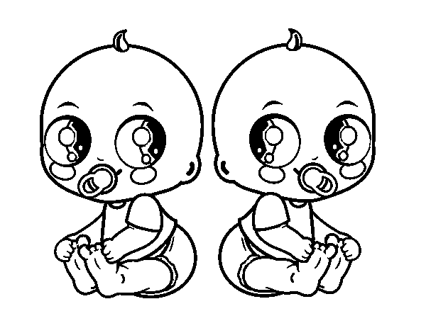 Dibujo de Bebés gemelos para Colorear