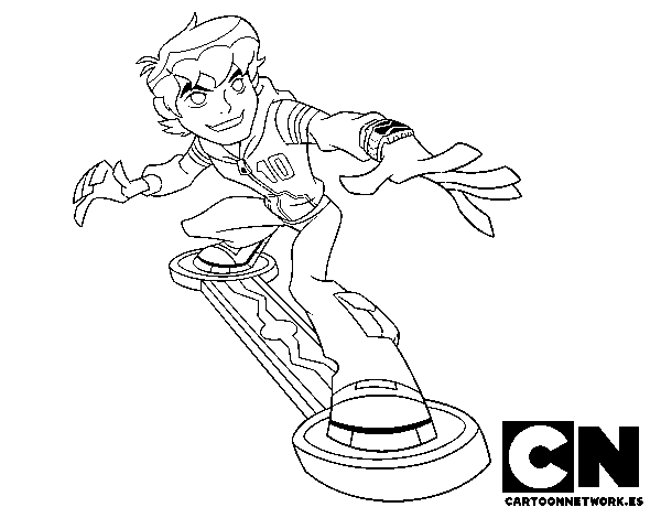 Dibujo de Ben 10 skateboard para Colorear
